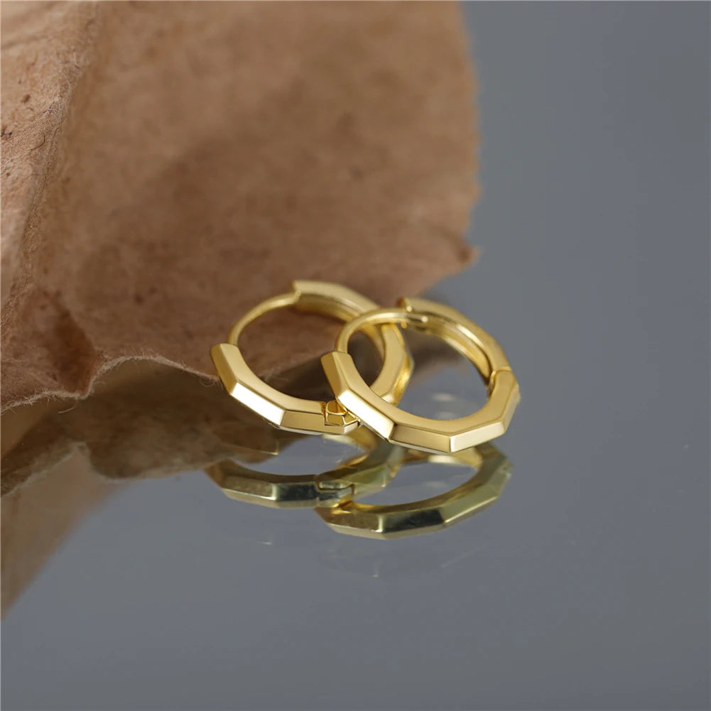 RINNTIN APE91 Classic Gold Silver Round Circle Hoop Earrings Dainty 925 Sterling Silver Tube Hoop Clip on Earing Jewelry