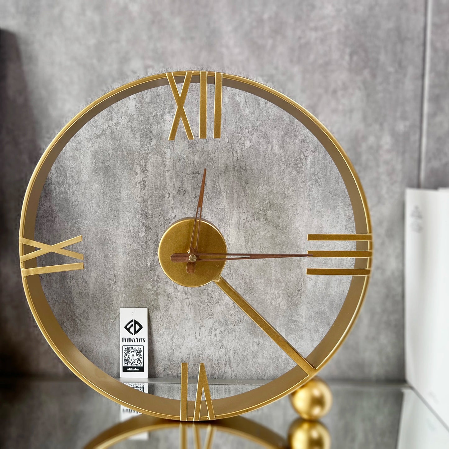 40cm Handmade Golden Nordic Metal Table Top Standing Clock Art Home Iron Simple Modern Decor Gift Watch Dropshipping DDP WEEE
