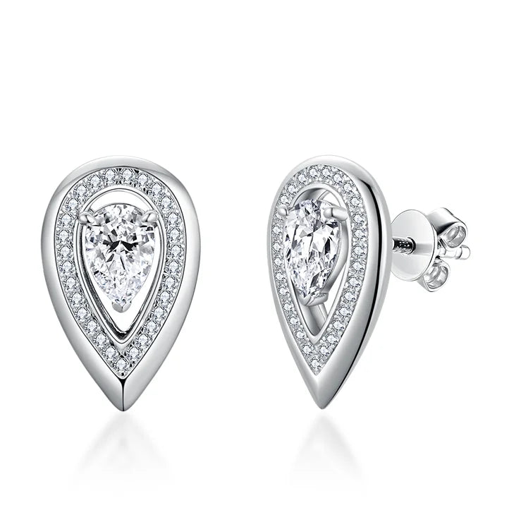 Luxury Women's Fine Jewelry Trendy VVS Moissanite 925 Sterling Silver Stud Earrings Rhodium Plated Accessories for Men