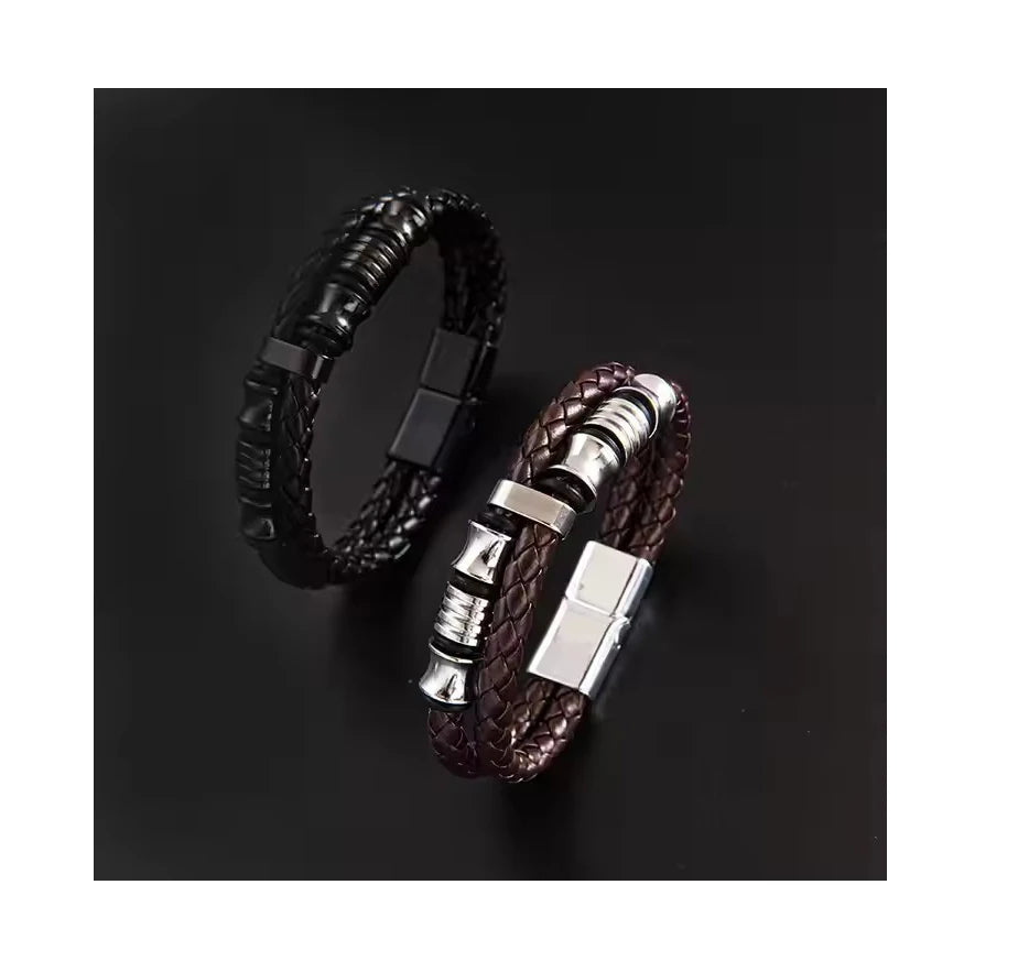 Classics Handmade Braided Leather Rope Bracelet Alloy Magnetic Clasp Wholesale Leather Bracelet for Men Jewelry