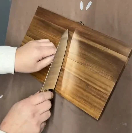 Chef Knife with Thick Wood Case Packing Can Be Used As Cutting Borad 10Cr15CoMoV Steel Kitchen Knife Acacia Cutting Board Com