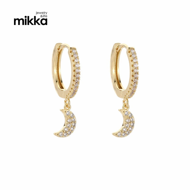 High Quality Brass Silver Gold Plated Huggie Earrings Moon and Star Cut Cuff Earrings for Women