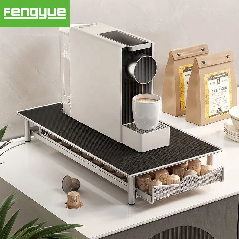 Hot Sale Wholesale OEM Customized Coffee Drawer Home Living Room Coffee Capsule Rack Kitchen Cabinets Storage Racks