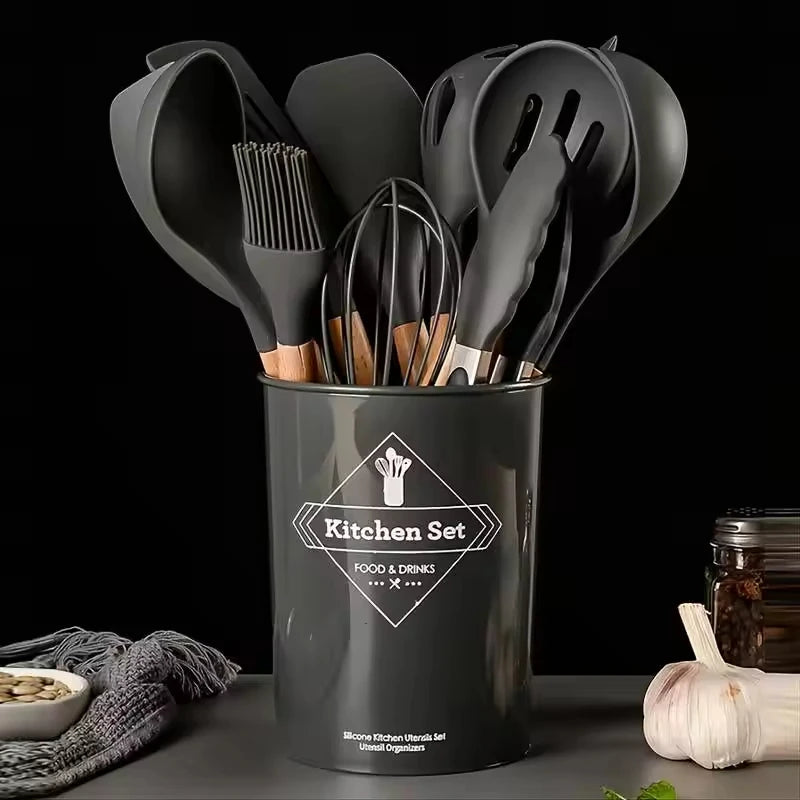 12 Pcs Silicone Cooking Tool 12Pcs Silica Gel Kitchen Utensils Set Non-Stick 12 Pieces Silicone Utensil Kitchen Utensils Sets