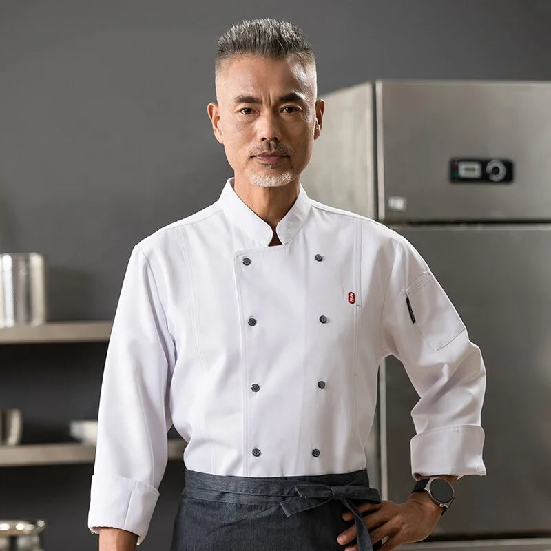 Men Women Unisex Long Sleeves Custom logo Restaurant Hotel Kitchen Chef Uniform Jacket Executive Cooking Chef Jackets