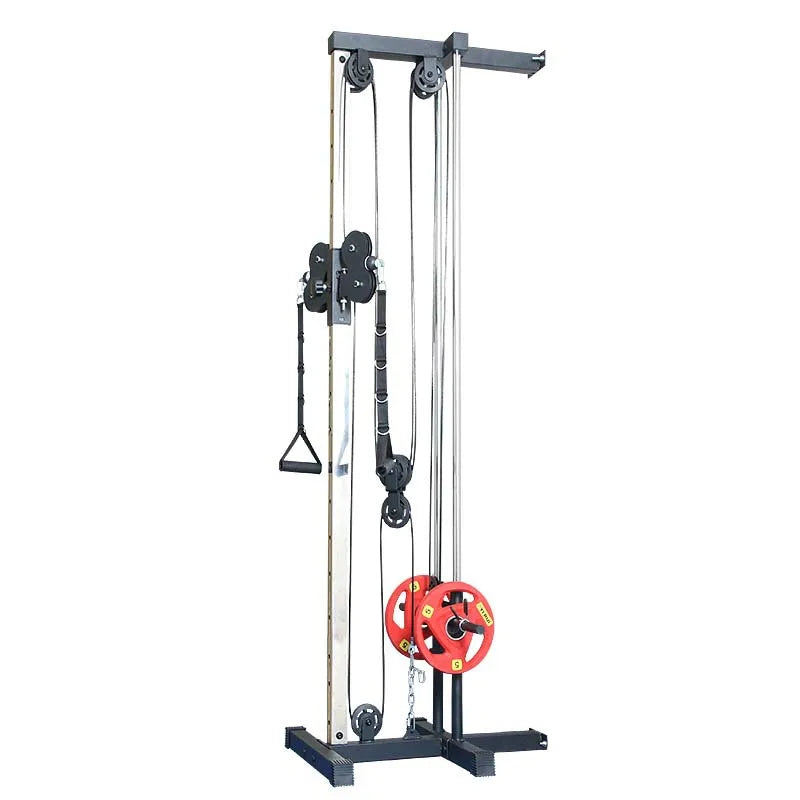 Lat Pulldown Machine Wall Mounted with Lat Pull Down Bar Adjustable Weight Black - Pulley Cable System