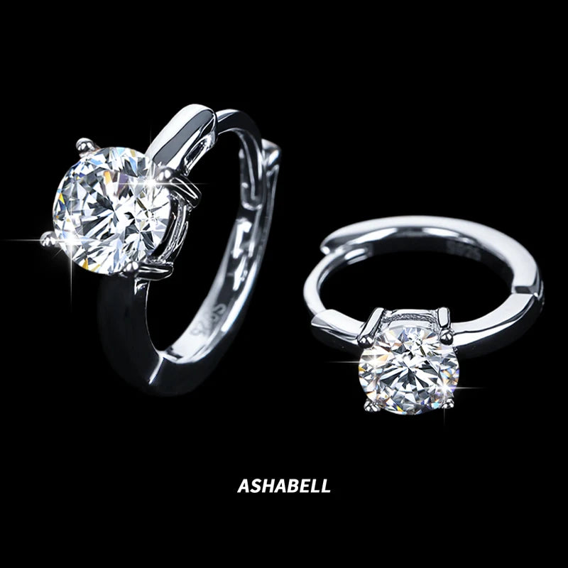 Fast Shipping High End Classic Four Claws VVS  D Color  Moissanite S925 Sterling Silver Earrings for Women