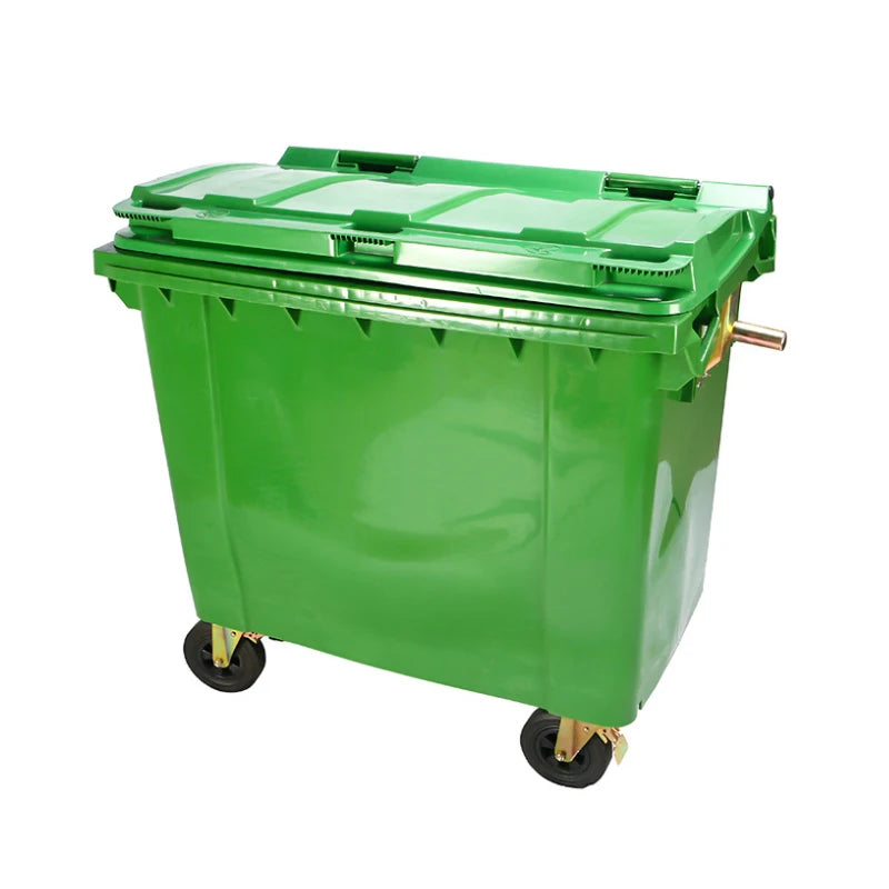 Large Outdoor 660L Plastic Wheelie Bin Open Top Standing Structure Recycle Garbage Container Community Waste Bin