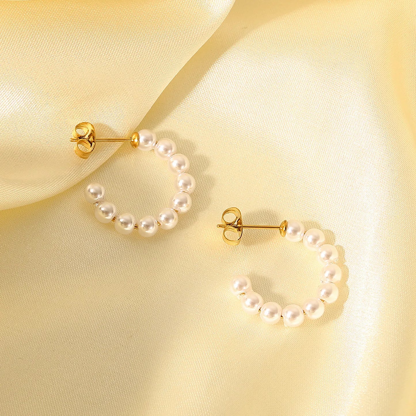 New Style Dainty 18K Gold Plated Stainless Steel Jewelry Waterproof Simple Bamboo Hoop Earrings for Women