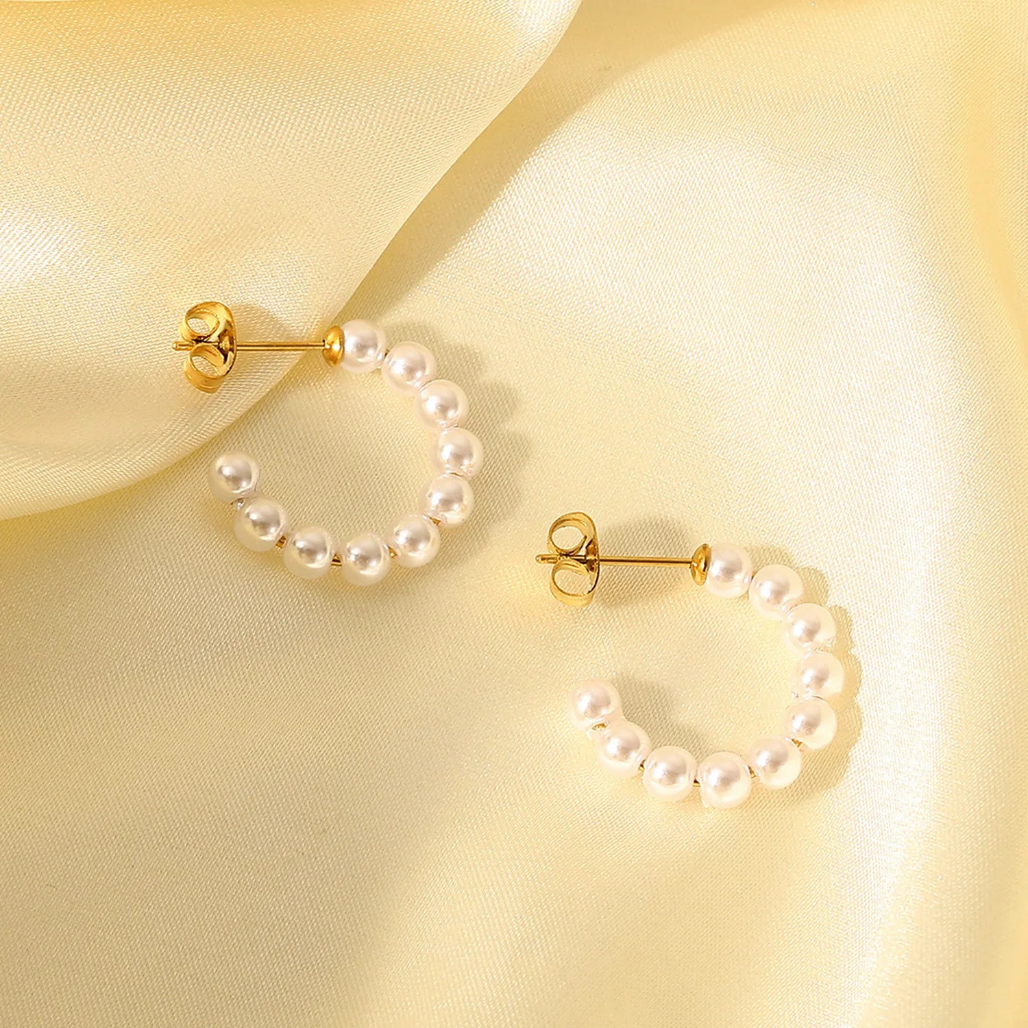 New Style Dainty 18K Gold Plated Stainless Steel Jewelry Waterproof Simple Bamboo Hoop Earrings for Women