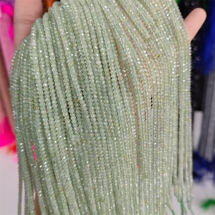 Natural Prehnite Faceted Round Beads 2mm 3mm Gemstone Beads Crystals Faceted Round Wholesale Beads