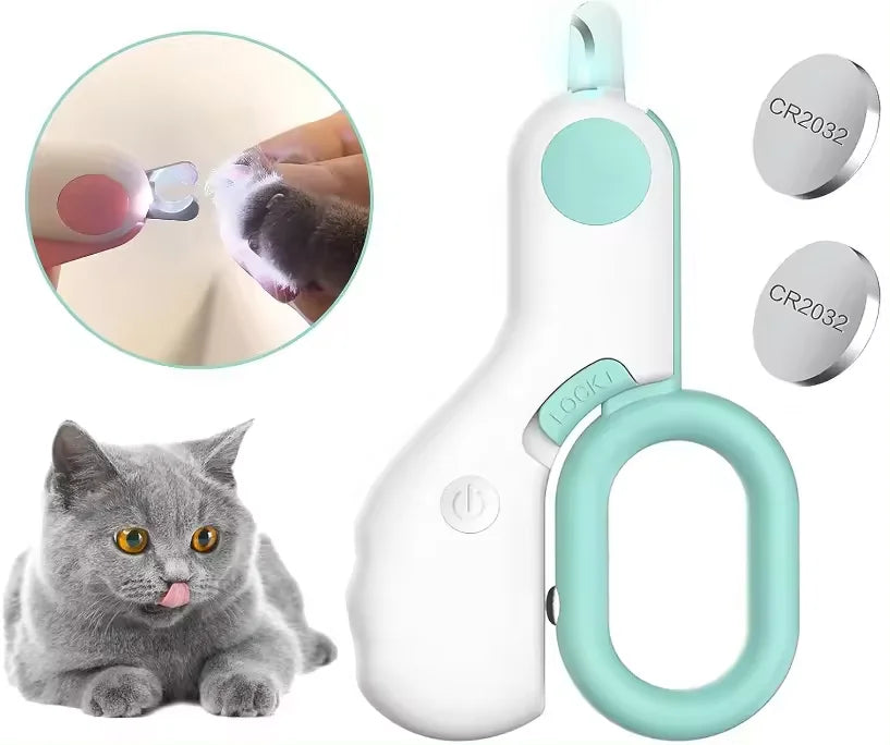 Cat Nail Clippers with LED Light Modern Stainless Steel Avoid Over-Cutting Professional Grooming Tool for Beginners