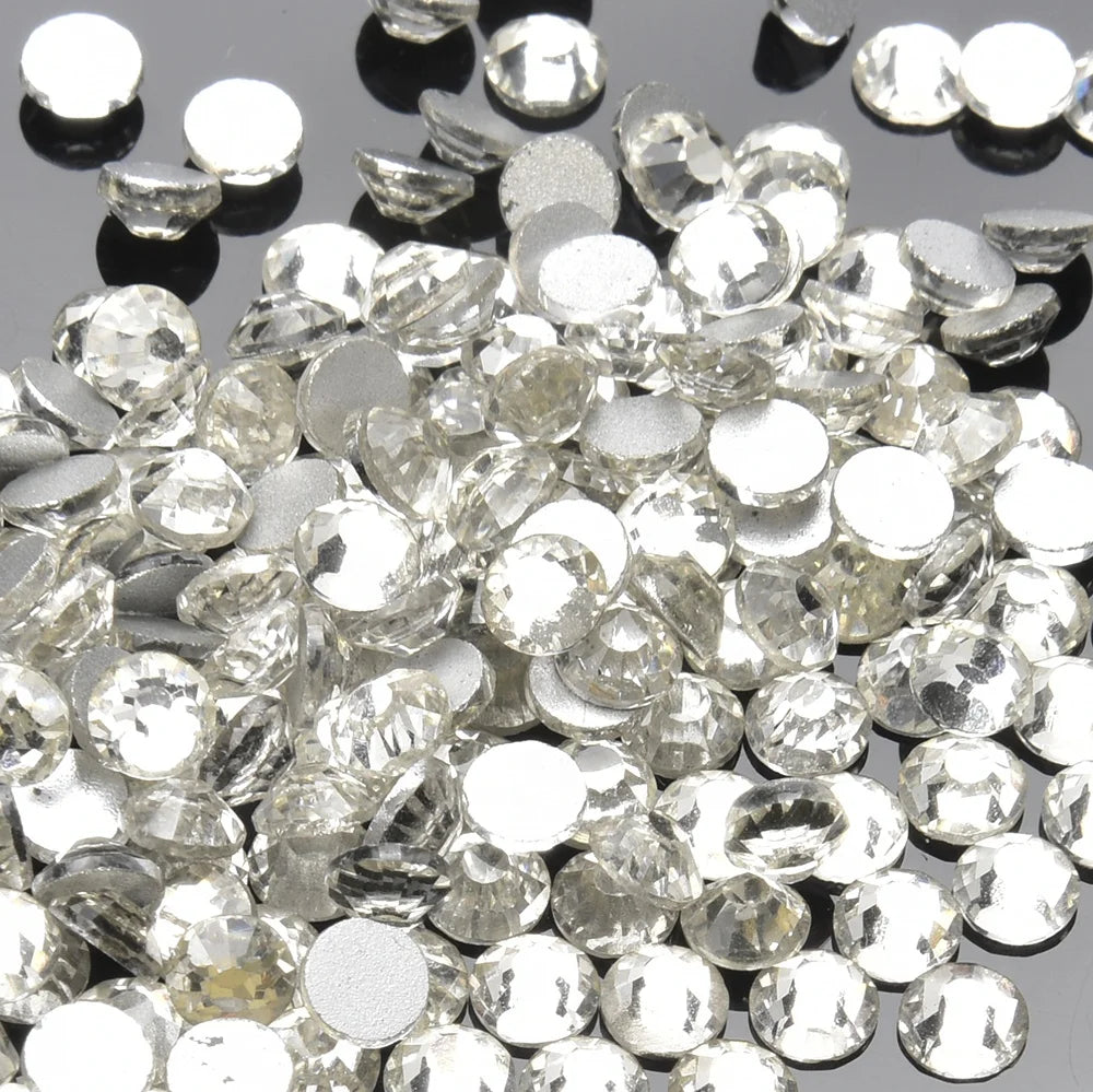 1.2-10mm Clear Nail Art Crystals Flat Back Glass Rhinestone Loose Diamonds Strass DIY Make up Home Clothes Ornament Accessori
