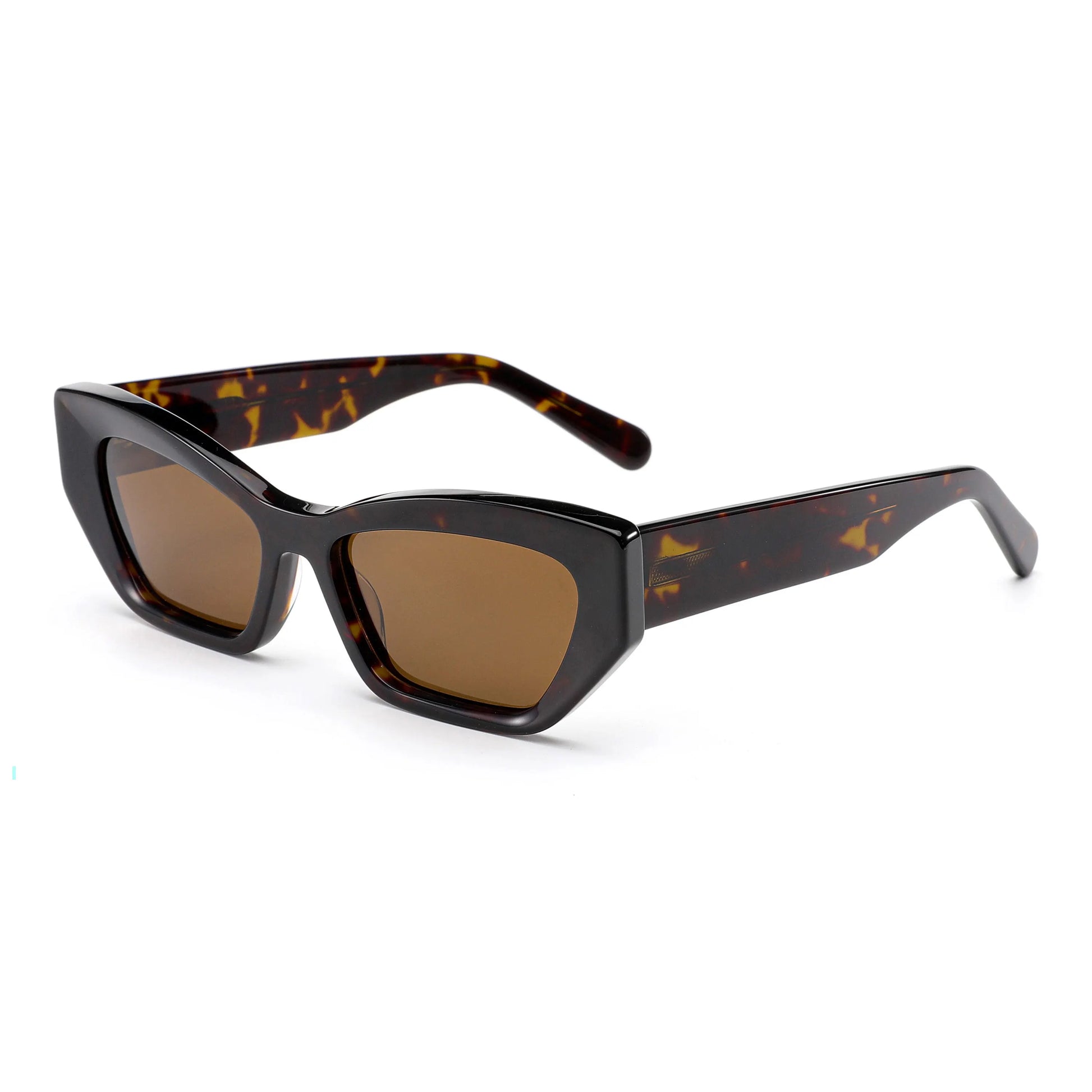 Custom Polarized Manufacturer Street Shot Concave Shape Tortoiseshell Glasses Cat Eye Vintage Square Acetate Sunglasses