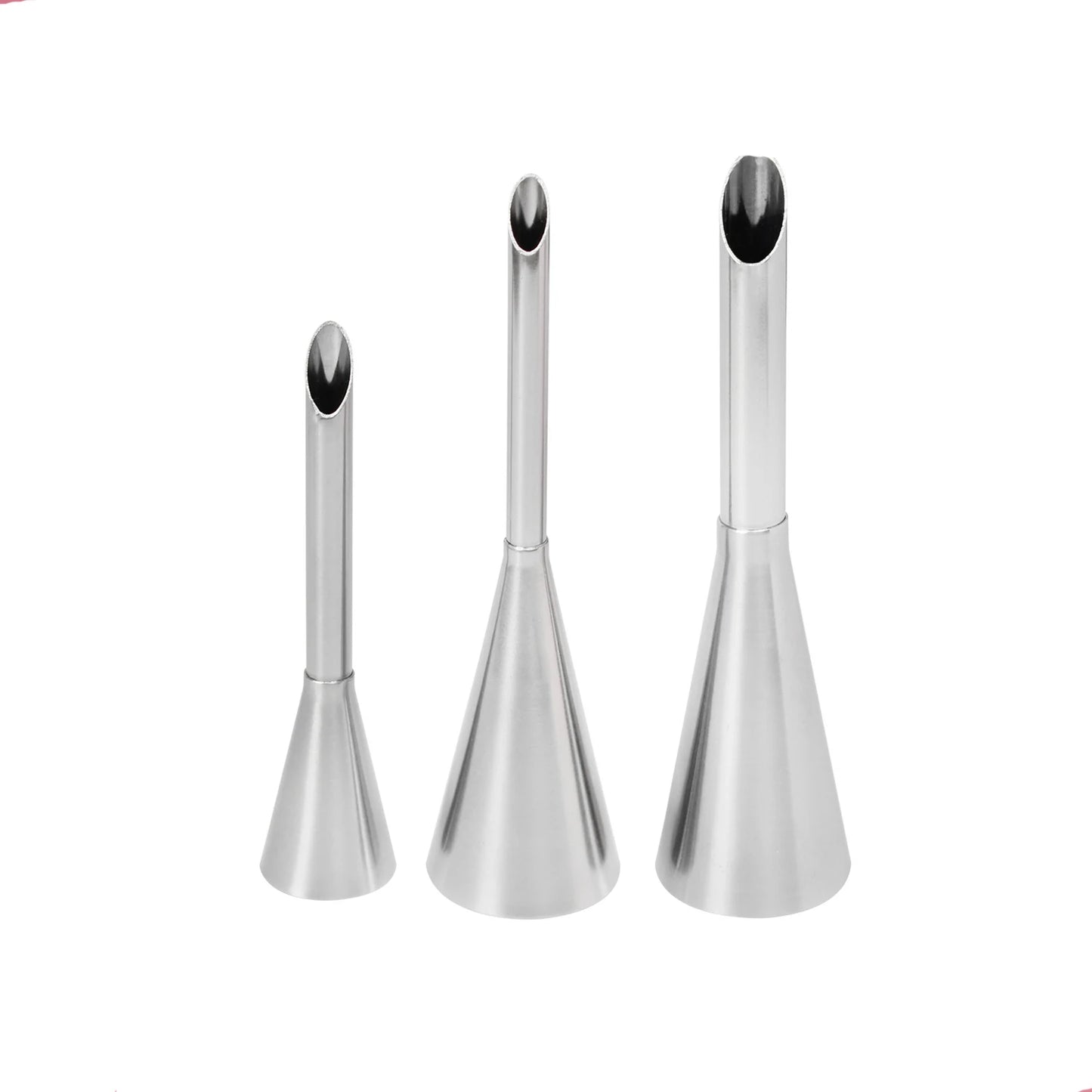 3 Pieces Silver Stainless Steel 304 Cream Icing Piping Nozzle Tips Cake Tools Easy Clean Eco-Friendly OPP Bag