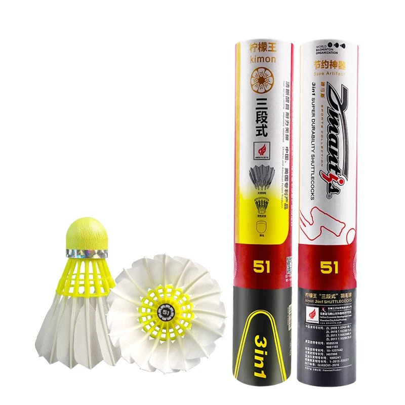 D51 Class a Professional Badminton Shuttlecock 3-in-1 Stable Durable Made with Environmentally Friendly Nylon Goose Feather