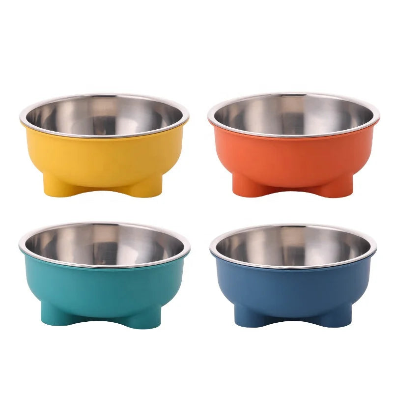 New Stainless Steel Dog Bowl Cat Neck Protection Anti Knock Pet Bowl Plastic Large Dog Feeder Bowls Pet Accessories