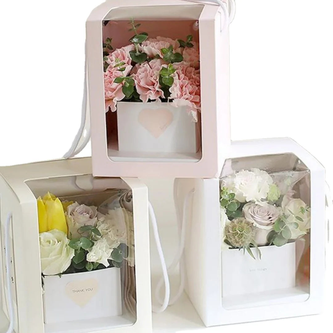 Wholesale Creative Transparent Folding Flower Box Portable Flower Boxes Packaging