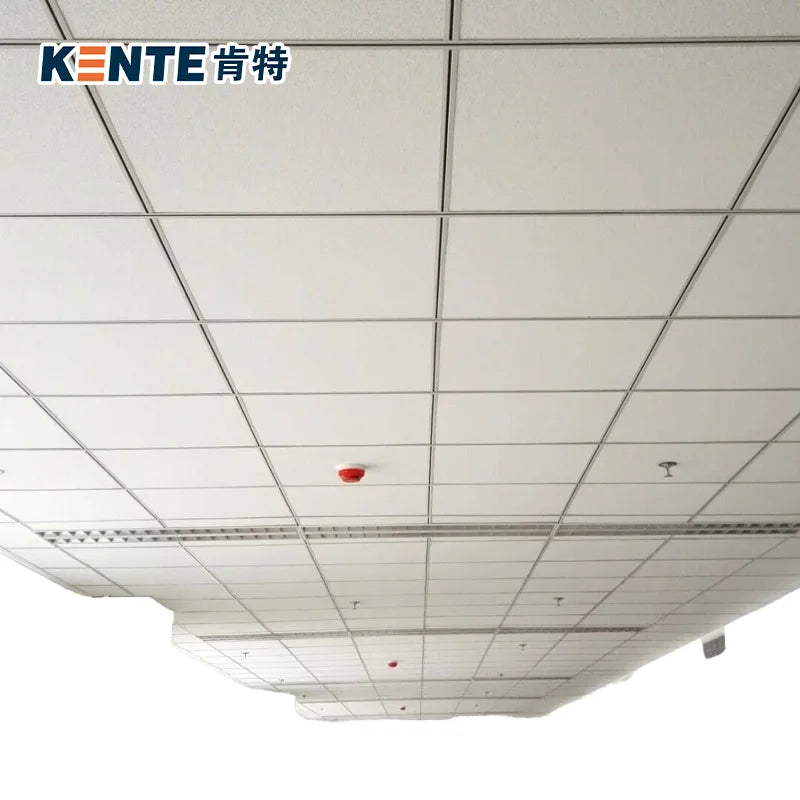 Kente 2*2 Modern Square Acoustical Ceiling Tiles Mineral Fire Rating Heat Insulation Sound Absorption Damp Resistance Smoke