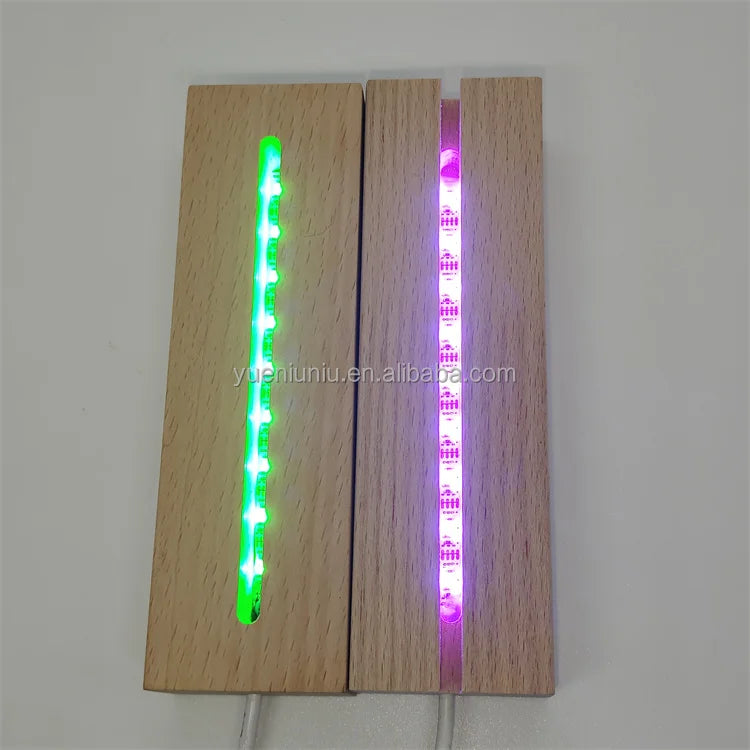 12V Minimalist Wooden Nightstand Lamp Base RGB LED Light Warm White Acrylic Resin Water Rectangle Living Room USB Rechargeabl