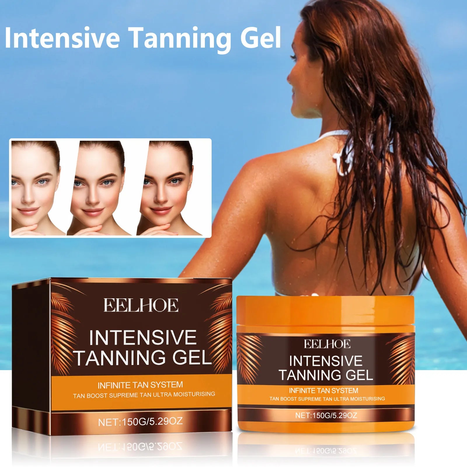 Custom Logo EELHOE Not Greasy Sunless Powerful Self Tanning Gel for All Skin Types Tanning Accelerator  Tanning Lotion
