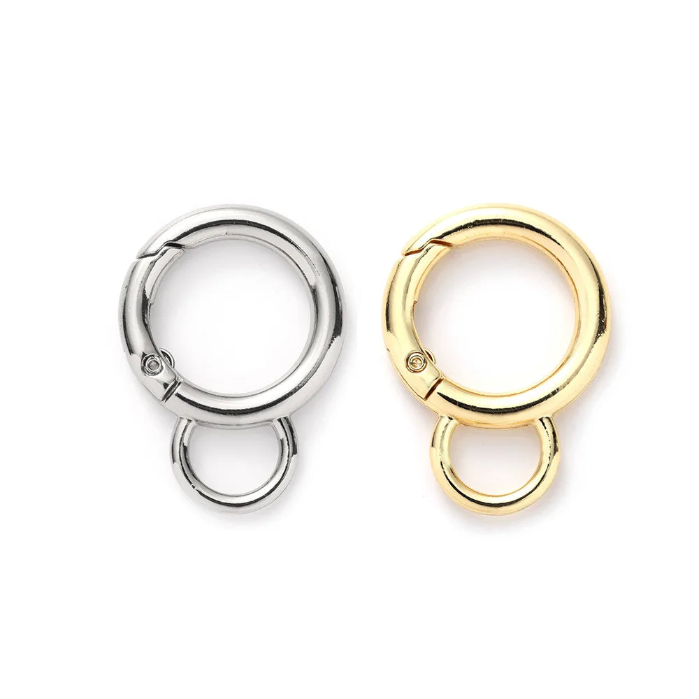Metal O Rings Metal Alloy Spring Ring Openable Ring Silver Round Carabiner Circle Clip Buckles Spring Clasp Hook for Bag