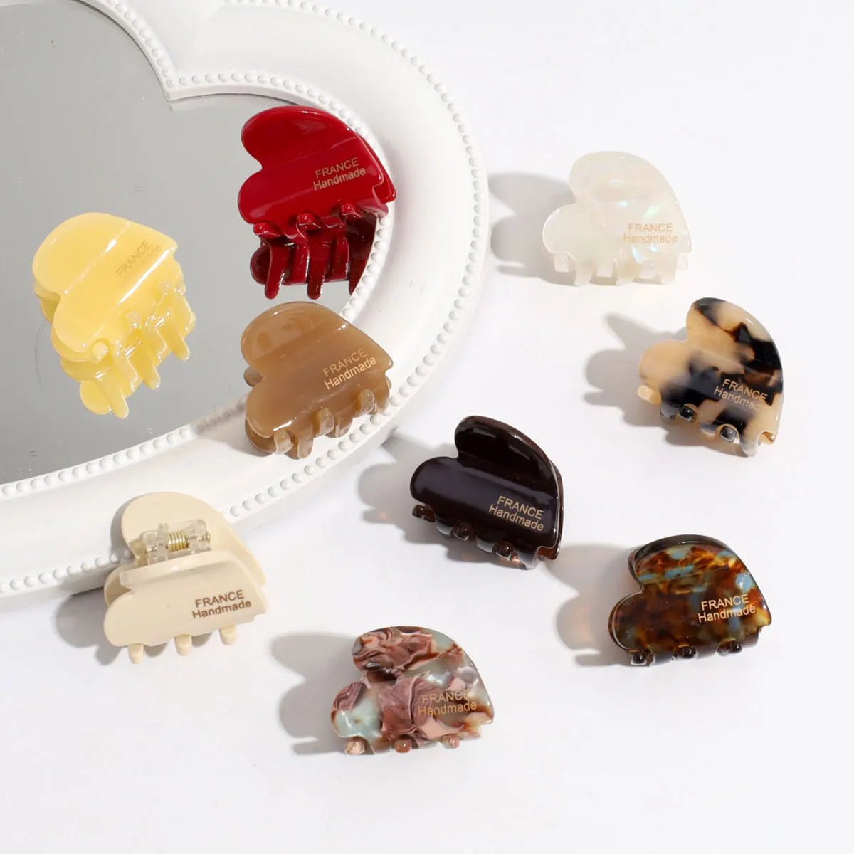 New Arrival Simple Heart Shape Elegant Hair Claw Small Size Acetate Colorful Sweet Hair Clip