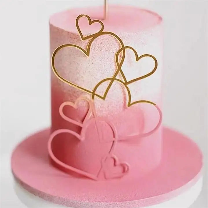 Love Heart Cake Topper Decorations Sprinkles Love Shapes Cake Topper for Valentine's Day Wedding Birthday Decorations