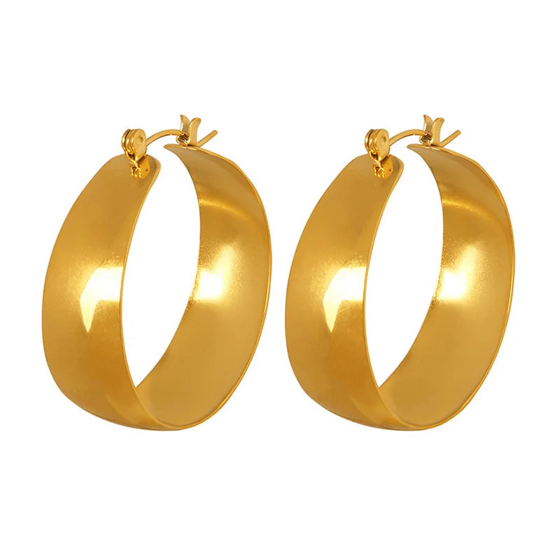 Exaggerated Design U-shaped Waterproof Earrings Exquisite 18K Gold Plated Temperament Stainless Steel Hoop Earrings