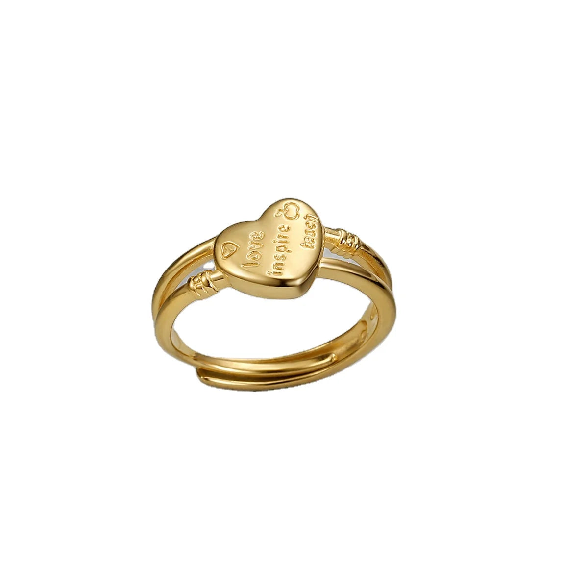 New Trendy Heart Oval Shape Stainless Steel 18K Gold Plated Personalized Letter FK off Signet Ring
