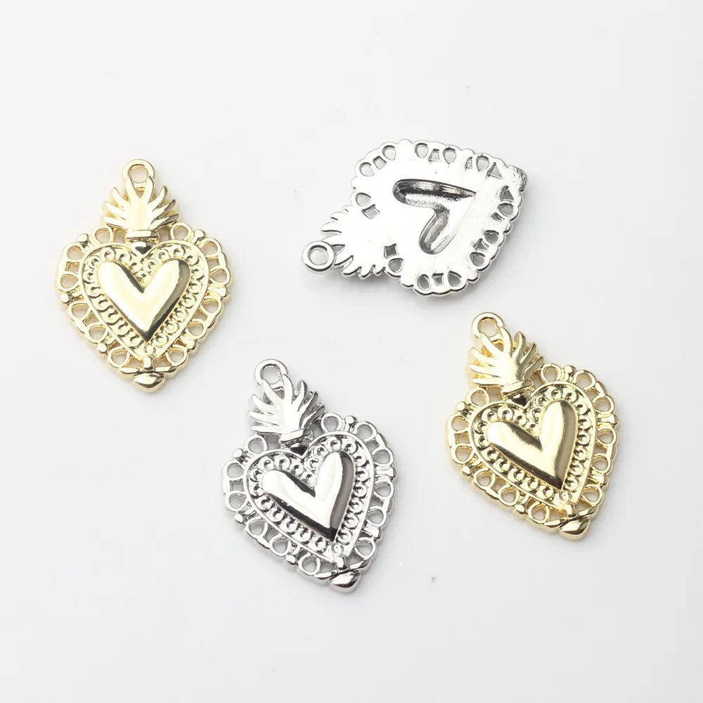 Europe Luxury Style Jewelry Making Glod Plated Heart Shape Pendant Fashion Zinc Alloy Charms Accessory
