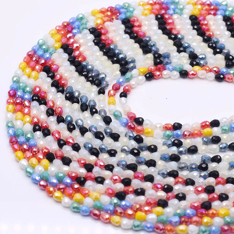 4mm 95pcs Crystal Glass Beads Regular Color Strawberry Faceted Crystal Beads Loose Spacer Beads for Jewelry Making Necklace D