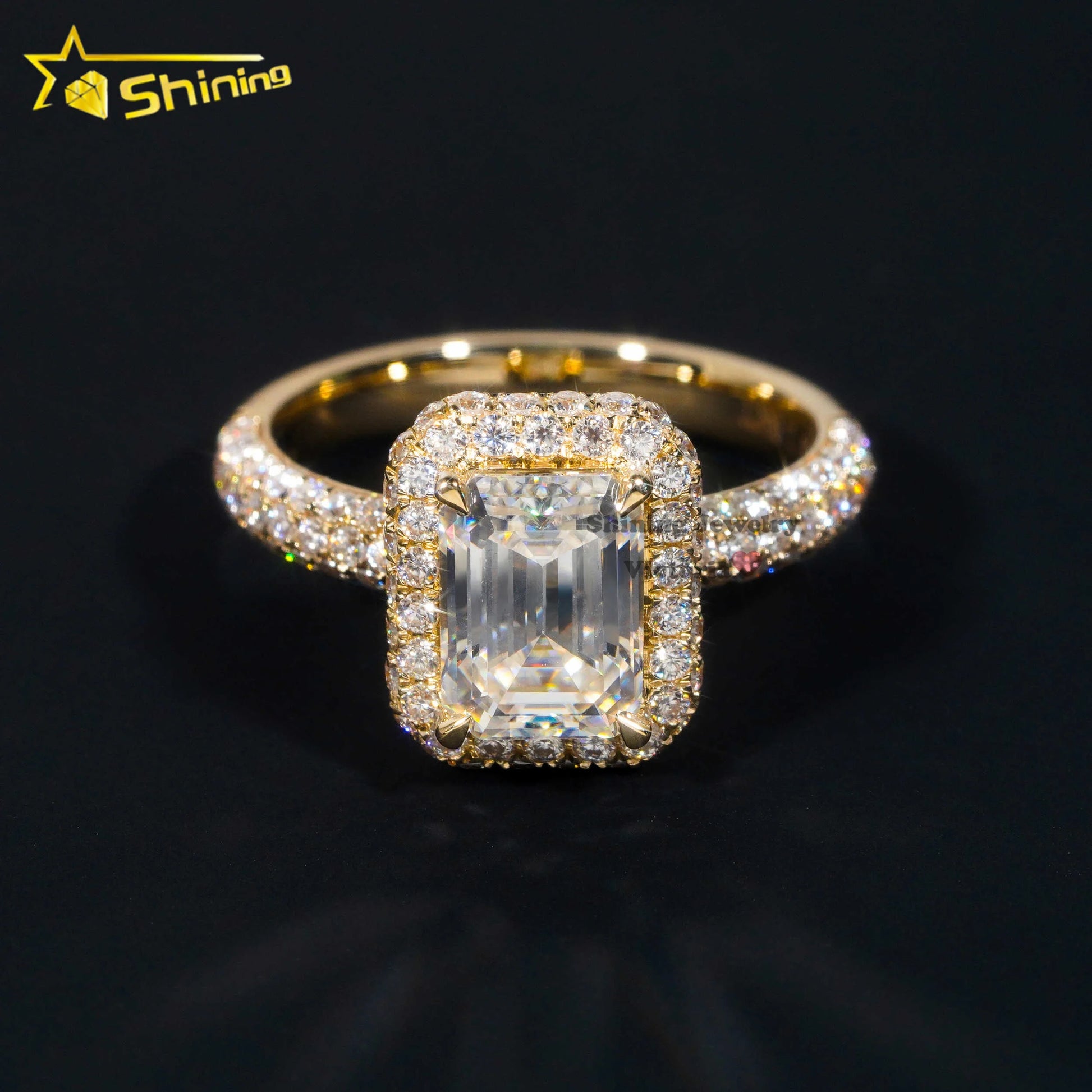 Fine Jewelry Custom Soild Gold Engagement Ring 10K 14k 18K Real Gold Lab Diamond Moissanite Luxury Wedding Bang Ring for Wome