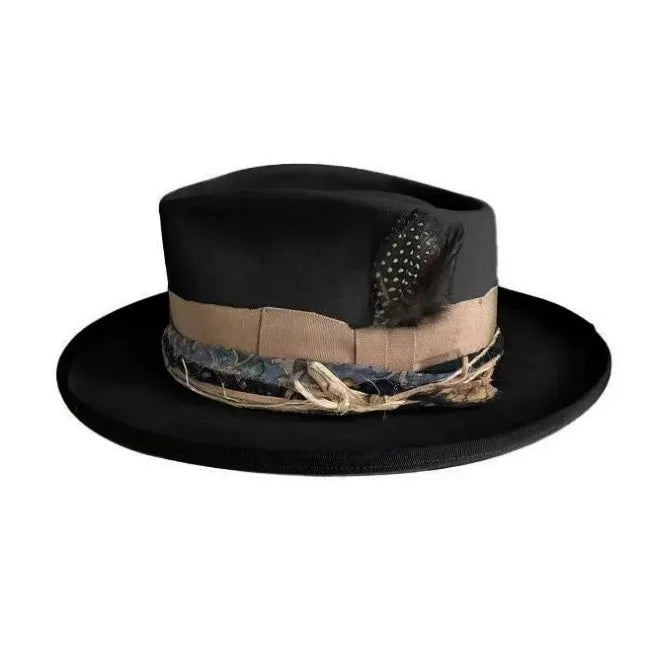 Wholesale Custom Ribbon Unisex Fedora Hats Composite Wool Wide Brim Felt Image Style for Adult Party Travel Beach Four Season