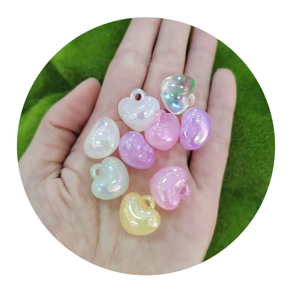 New Popular 18MM Colorful Resin Acrylic Plastic AB Plating Heart Beads Charms Pendants for Earring Bracelet Jewelry Making DI