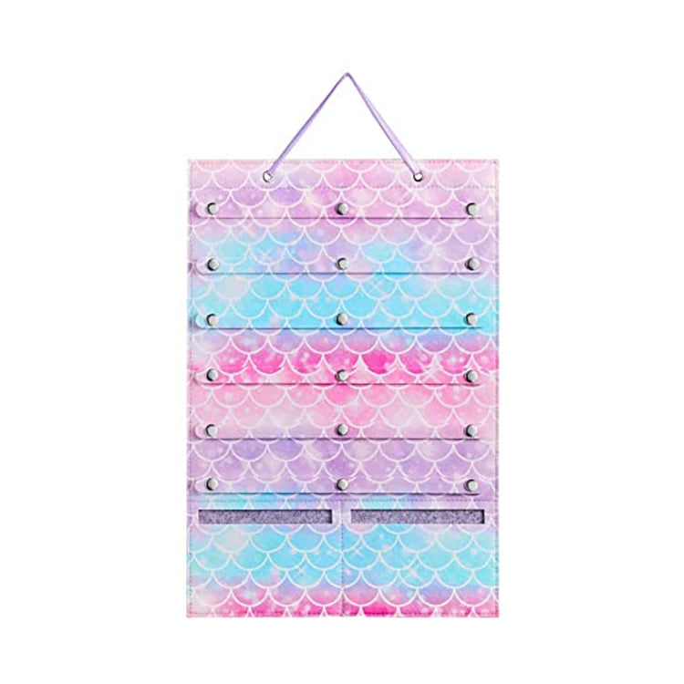 Headband Holder Organizer for Girls Mermaid Hairbow Storage Holder Felt Wall Hanging High Quality Felt Storage Wall Organizer