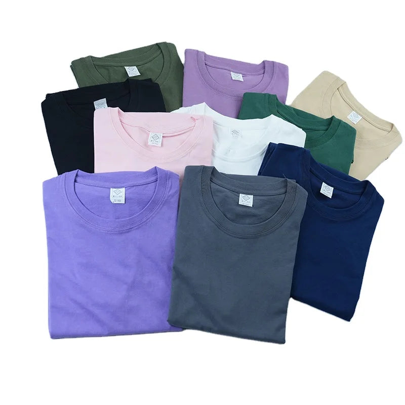 YKH 200GSM Heavyweight 100 % Cotton Crew Neck Plus Plain Size Men's Hip Hop Custom T Shirts  With Logo