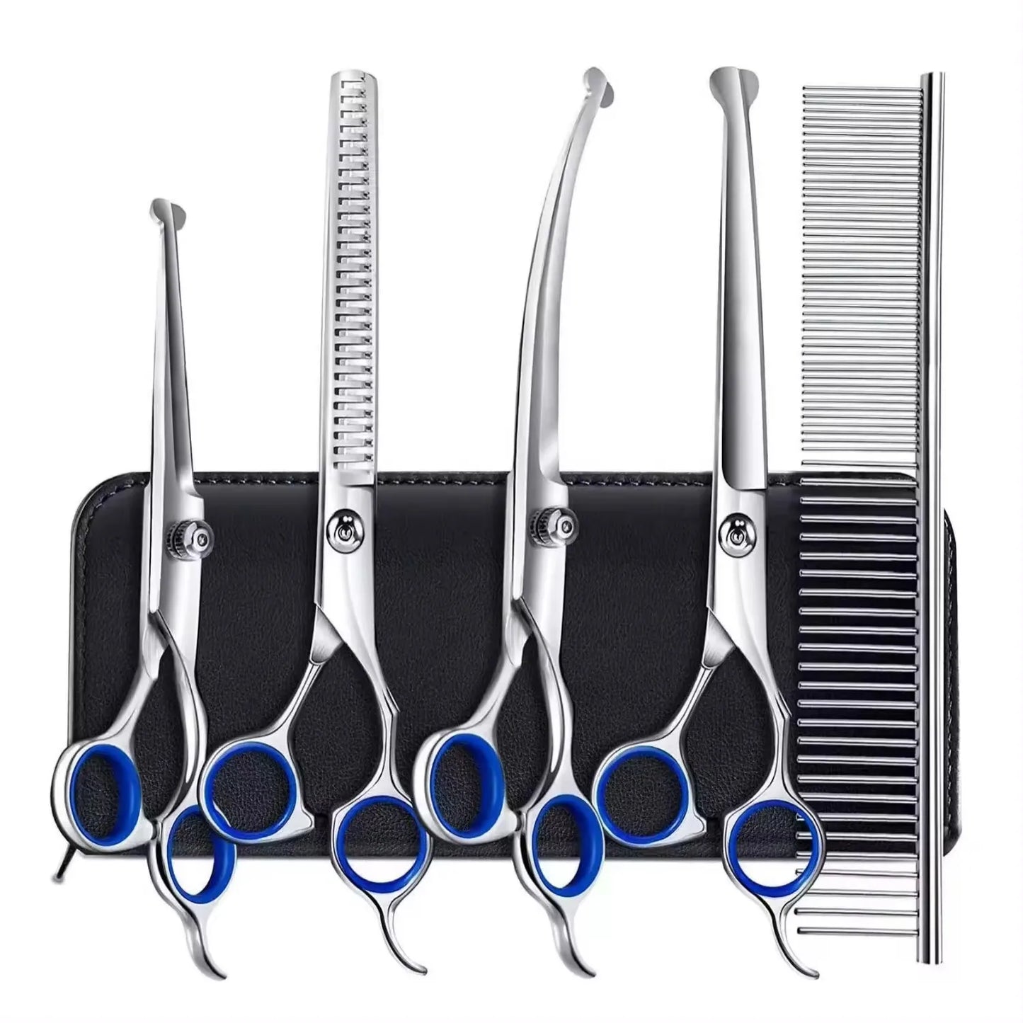 Professional Dog Grooming Cleaning Scissors Kit Set Stainless Steel Pet Grooming Scissors Dog Hair Scissors with Waste Bag