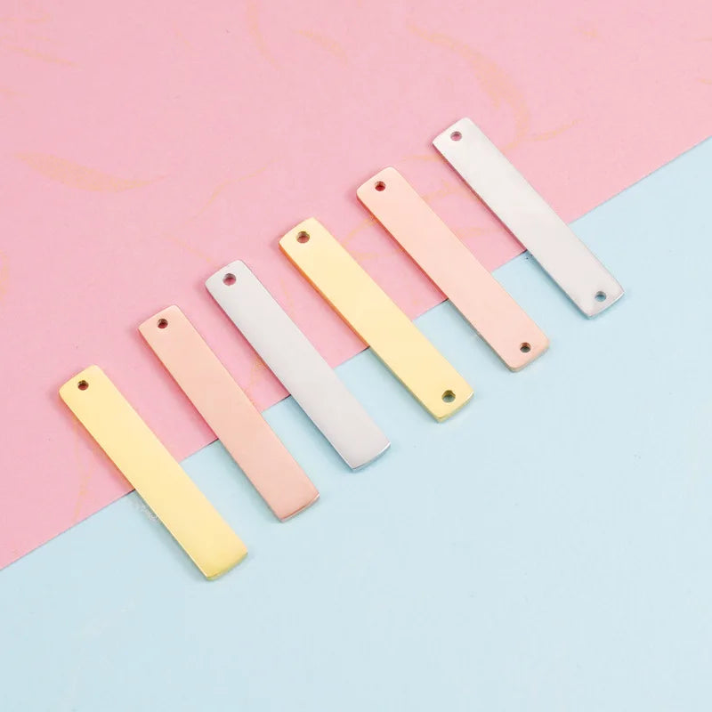 Factory Customization Personalized Mirror Polished New Pattern Stainless Steel Rectangle Connector Hangtag Bracelet Charms