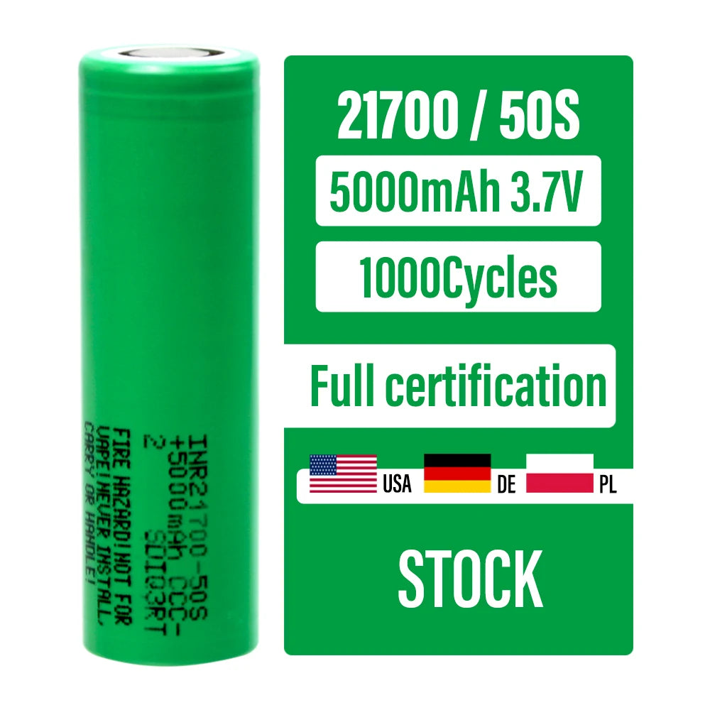 FOR SAMSUNG 21700 3.7v Battery 50G 50S 5000mah 45a for Rechargeable Flashlight