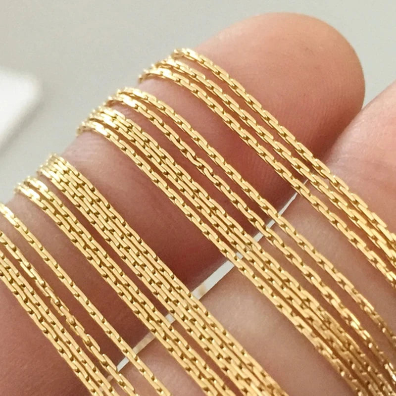 14K Gold Filled Boston Link Chain Thin Necklace 16 Inch/18 Inch/20 Inch Finished 0.85mm Necklace Chain  W/Spring Clasp for DI