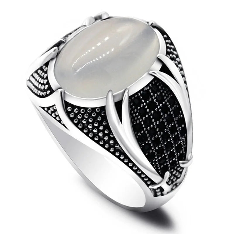 Hot Sale Mens Hip Hop Stainless Steel Machete Red White Black Oval Silver Color Two Knife Rings for Men Jewelry Wholesale