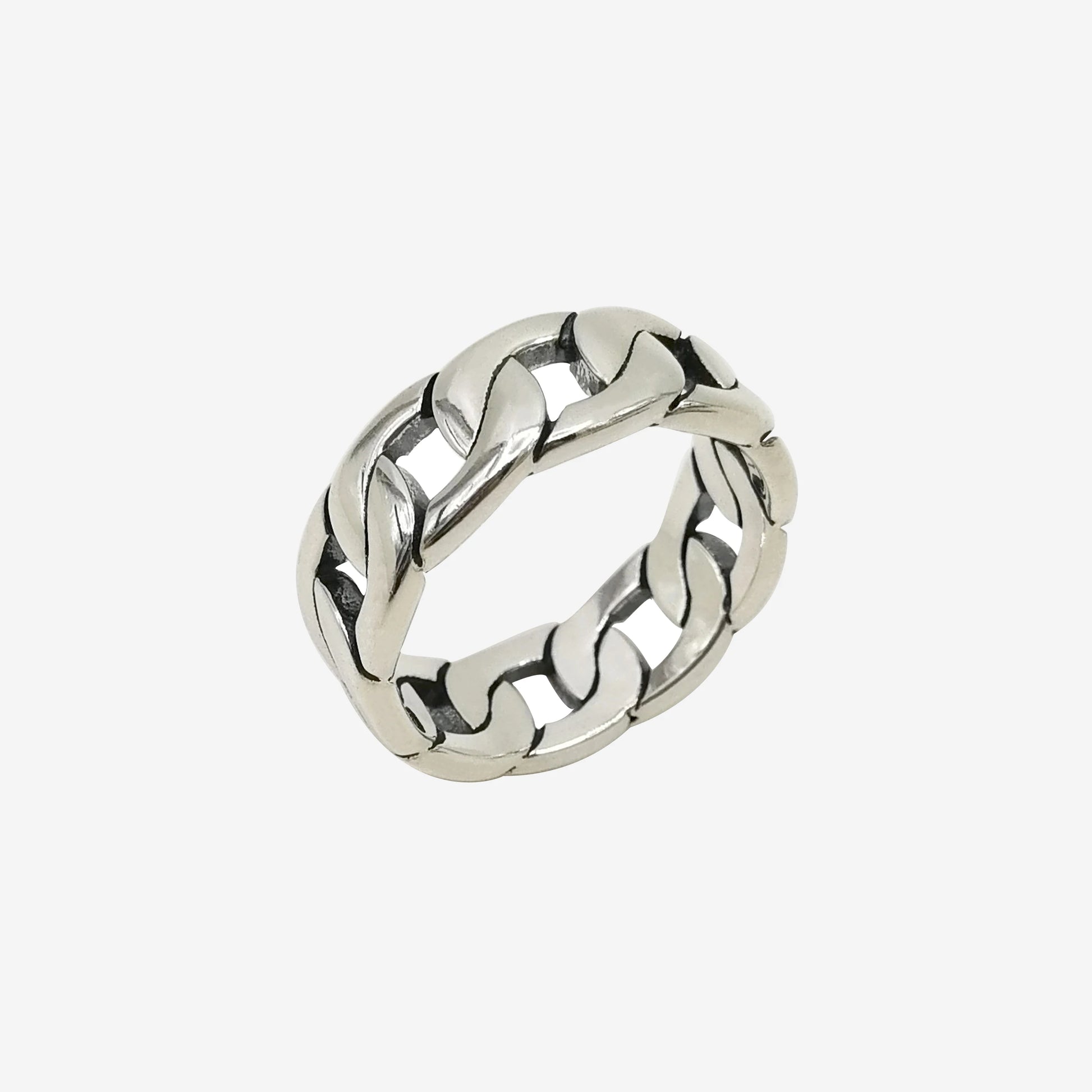 New Trendy Hiphop Handmade Dainty Silver Ring for Men Women Wedding Party 925 Sterling Silver Chain Link Ring