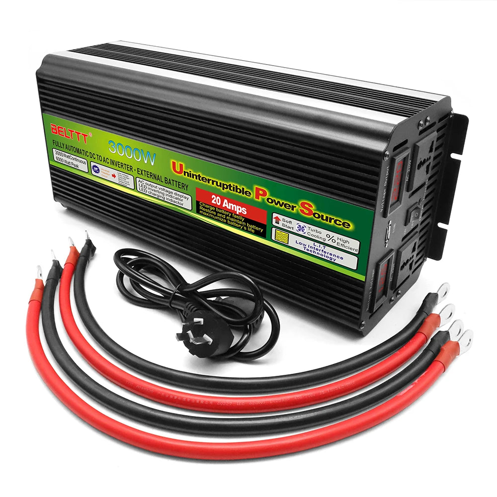 Free Shipping 1000w 1500w 2000w 3000w Ups 12v 24v 220v Modified Sine Wave  Inverter with Charger Outdoor Energy Power Supply