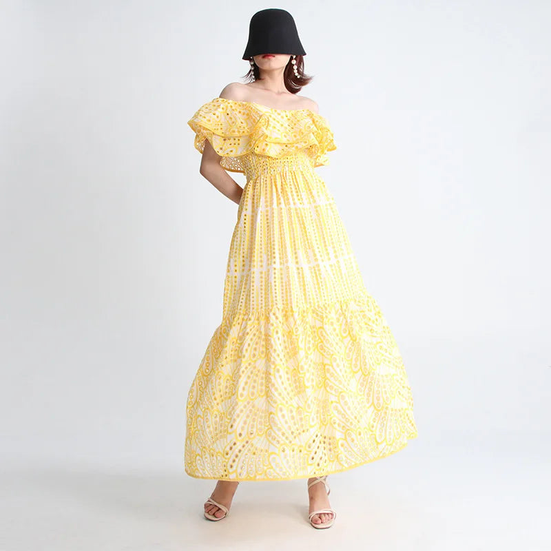 Light Luxury Women's Vacation Long Skirt Hollow Leisure Dress Wholesale Clothing