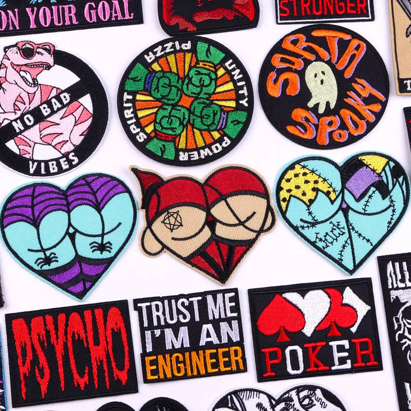 Sexy Butt Punk Iron on Embroidered Patches for Clothing Custom Wholesale Patches DIY Poker Applique Patch Factory Direct Pric