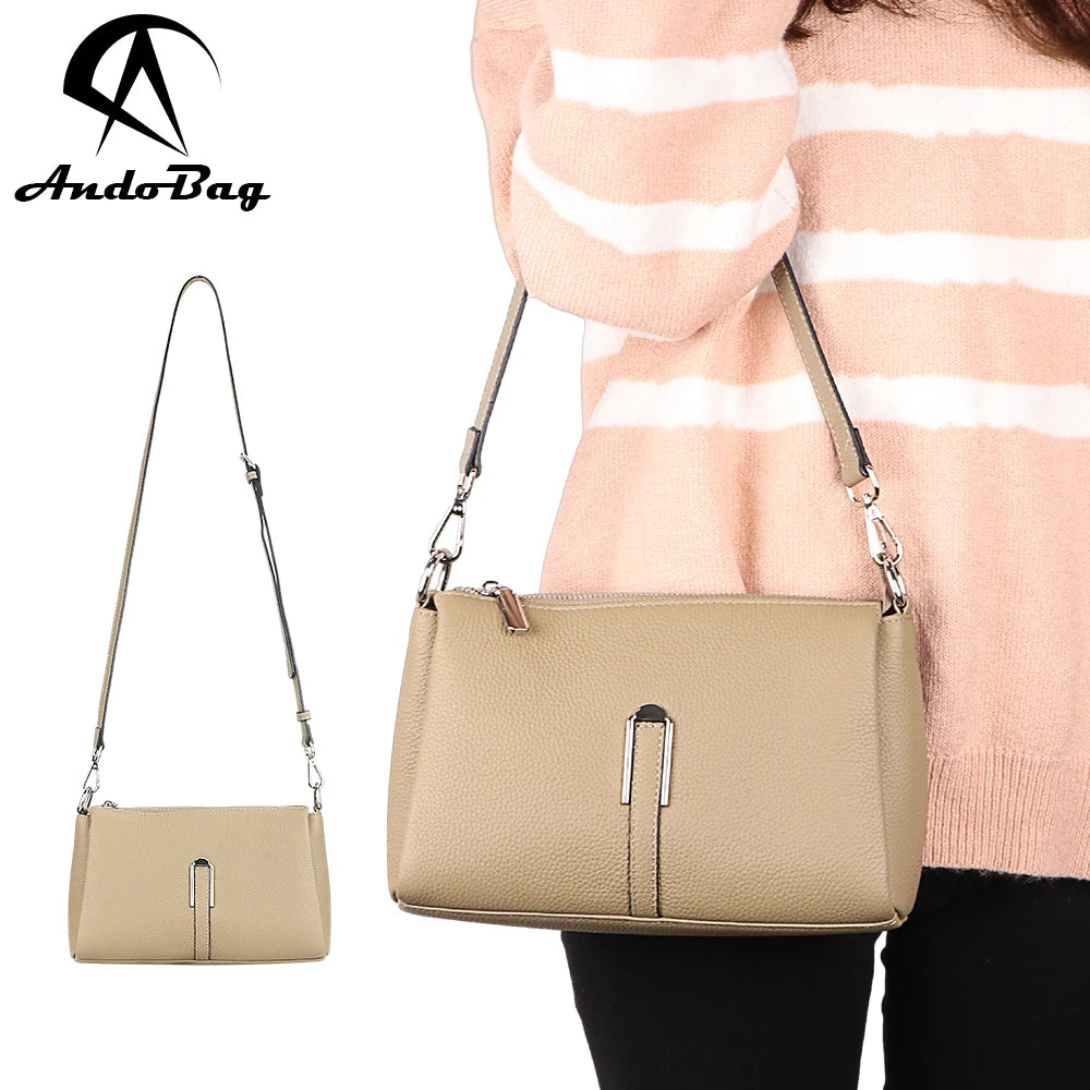 AndoBag Trendy Women's Crossbody Bags Genuine Leather Shoulder Underarm Bag Luxury Handbag & Square Purse 1614