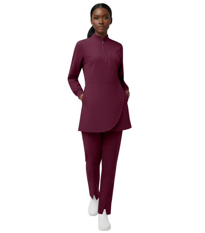 Breathable Women's Medical Scrub Set Long Sleeve Top Straight Leg Pants Nursing Uniform for Doctor Hospital Clinic 42383