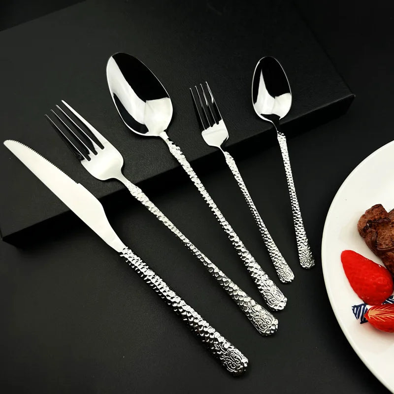 Top Selling Elegant Stainless Steel Flatware Set Golden Wedding Cutlery Spoon with Box for Dinner