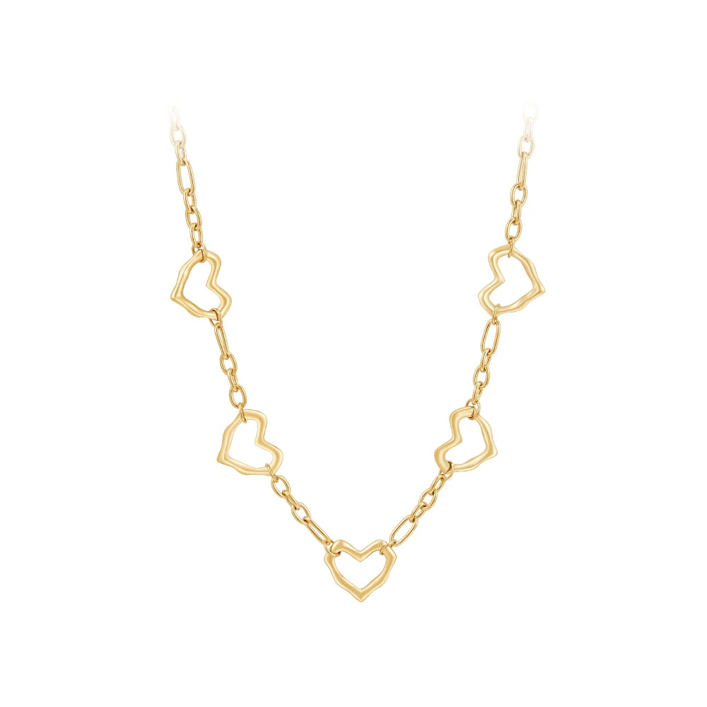 PVD 18K Gold Plated Stainless Steel Jewelry Sets Irregular Love Heart Charms Chain Trendy for Women Party Necklace P243435